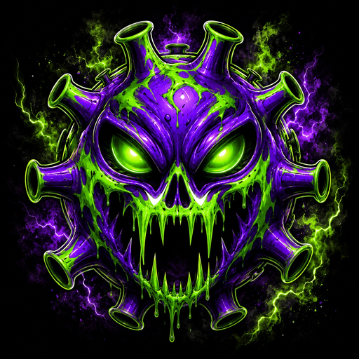 Original Lehigh Valley Toxic crowned skull and crossed bats team logo
